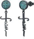 wholesale 925 Sterling Silver Cross & Turquoise Dangle Drop Earrings with Abalone Shell Accents-0-0