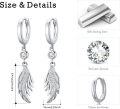 wholesale 925 Sterling Silver Angel Wing Feather Cross Dangle Drop Earrings for Women Men 3cm Long Hypoallergenic Minimalist Fine-0-4