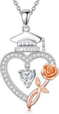 wholesale Sterling Silver with Birthstone Bachelor Cap Pendant Graduation Necklace-02-April