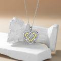 wholesale 925 Sterling Silver Double Heart Pendant Necklace with Gold Accents and Cubic Zirconias-0-3