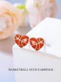 wholesale 925 Sterling Silver Heart-Shaped Basketball Stud Earrings for Sports Lovers Gift-0-1