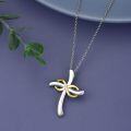 wholesale 925 Sterling Silver and Gold Plated Cubic Zirconia Cross Necklace with Infinity Pendant - Faith -0-3
