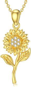 wholesale 14K Yellow Gold Moissanite Sunflower Pendant Necklace for Women-0-0
