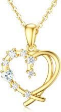 wholesale 14K Gold 2-Tone Diamond Heart Pendant Necklace for Women-0-0