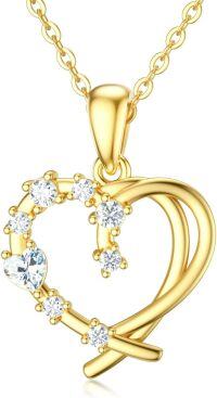 wholesale 14K Gold 2-Tone Diamond Heart Pendant Necklace for Women-Style 2