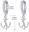 wholesale 925 Sterling Silver Anchor Dangle Hoop Earrings for Women Minimalist Hypoallergenic Summer -0-1