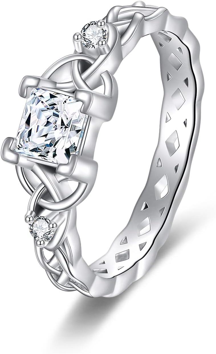 Sterling Silver CZ Celtic Knot Eternity Claddagh Rings for Women -Celtic Knot Eternity Band Rings # 3