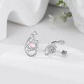 wholesale 925 Sterling Silver Pink Cat's Eye Lotus Flower Stud Earring-0-9