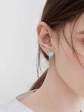 wholesale Sterling Silver Opal Turquoise Black Hair Crystal Stud Earrings for Women-0-6