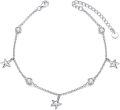 wholesale 925 Sterling Silver Starfish & Crystals Adjustable Ankle Anklet-0-0