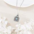 wholesale 925 Sterling Silver Turquoise Lotus Flower Pendant Necklace with Chain 45cm Length-0-1