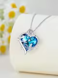 TOUPOP Sterling Silver Crystal Rose Butterfly Heart Pendant Necklace-0-1