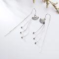 wholesale 925 Sterling Silver Cubic Zirconia Clam Shell Threader Earrings with Tassel Chain 8.1cm-0-4