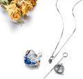 wholesale 925 Sterling Silver Butterfly Heart Locket with Blue Crystal and Gold Accents-0-2