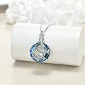 wholesale 925 Sterling Silver Sloth Necklace With Blue Crystal And Vine Design-0-5