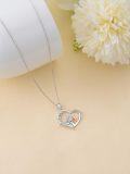 wholesale 925 Sterling Silver Mother and Child Heart Pendant Necklace-0-5