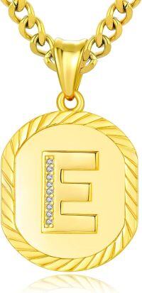 wholesale Sterling Silver A Z Letter Pendant Necklace w Cuban Chain (Gift)-E