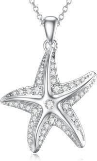 wholesale 925 Sterling Silver Starfish CZ Charm Pendant Necklace for Women Girls -Starfish