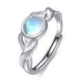 wholesale 925 Sterling Silver Leaf Rings Wholesale With Rainbow Moonstone-0-0