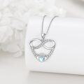 wholesale 925 Sterling Silver Heart-Shaped Infinity Claddagh Pendant Necklace with Blue Opal Stone - Valentine's Day Gift for Her-0-2