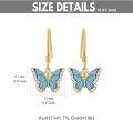 wholesale Gold 10K Blue Enamel Butterfly Drop Earrings for Women-0-2