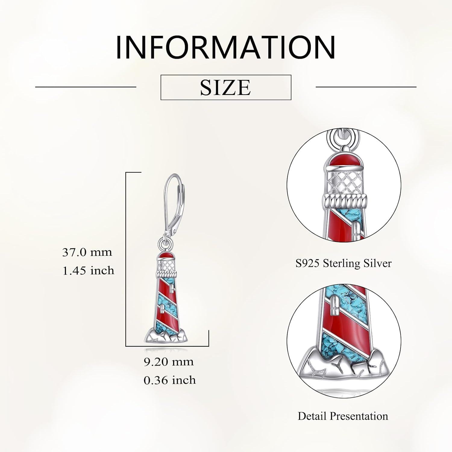 wholesale 925 Sterling Silver Lighthouse Earrings for Women Girls Ocean Theme Summer s-0-2