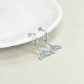 wholesale 925 Sterling Silver Mermaid Tail Blue Crystal Huggie Hoop Earrings for Women-0-2