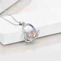 wholesale 925 Sterling Silver Heart-Shaped Pendant with Multi-Colored Stones for Mother and Daughter - I Love You Message Necklace Gift for Mom-0-4
