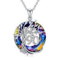wholesale TOUPOP Birthday Gifts For Women 925 Sterling Silver Tree Of Life Year Old Necklace Circle Crystal Jewelry Christmas Gifts For Her Wife Mom Mother Grandma Grandmother -style_name:90th-Volcanic Crystal