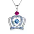 TOUPOP Sterling Silver Crystal Crown Necklace for Women-0-0