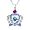 TOUPOP Sterling Silver Crystal Crown Necklace for Women-0-0