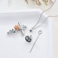 wholesale 925 Sterling Silver Cross Rose & Emeralds Memorial Jewelry Urn Necklace with Funnel and Chain-0-4