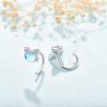 wholesale 925 Sterling Silver Moonstone Cat Ear Cuffs for Women - Blue Stone Jewelry Set-0-5