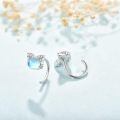 wholesale 925 Sterling Silver Cat Ear Clip Earrings White Gold Plated Blue Moonstone Cz Accents-0-5