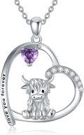 wholesale 925 Sterling Silver Cow Heart Love You Forever Pendant Necklace for Women-0-0