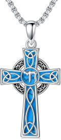 wholesale 925 Sterling Silver Blue Enamel Star of David Celtic Knot Cross Pendant Necklace-0-6