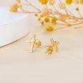 wholesale 14K Gold Moissanite Cross Stud Earrings - Religious Jewelry-0-3