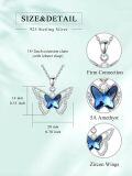 wholesale 925 Sterling Silver Blue Crystal Butterfly Pendant Necklace for Women Girls Gifts Jewelry-0-5