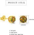 wholesale 14K Gold Round Green Fire Opal Stud Earrings for Women Gift Ideas-0-3