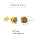 wholesale 14k Gold Round Black Opal Stud Earrings Four Prong Set For Women-0-3