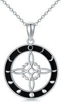 wholesale 925 Sterling Silver Celtic Triquetra Wiccan Pentacle Necklace with Black Onyx Gemstone for Women and Girls-0-0