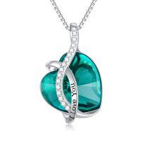 wholesale 925 Sterling Silver Heart Pendant With Red Stone And I Love You Text-F-May