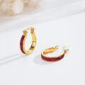 wholesale 925 Sterling Silver Pink Fire Opal Huggie Hoop Earrings for Women-0-1