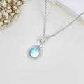 wholesale 925 Sterling Silver Rose-Shaped Blue Moonstone Teardrop Pendant Necklace for Women-0-2