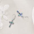 wholesale 925 Sterling Silver Celtic Cross Earrings with Abalone Shell Inlay Leverback Dangle Drop Religious Jewelry for Women and Men-0-2