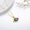 wholesale Gold 925 Sterling Silver Evil Eye Pendant Necklace with Blue and White Stones - Greek Protection Jewelry for Women-0-4