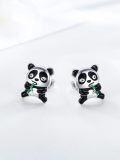 wholesale 925 Sterling Silver Panda Stud Earrings for Women Turquoise Crystal Animal s for Daughter Wife-0-1