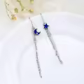 wholesale 925 Sterling Silver Moon Star Threader Earrings Wholesale w/ Tassel Chain for Women & Teens - Hypoallergenic-0-3
