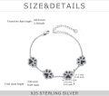 wholesale 925 Sterling Silver Black Crystal Dog Paw Print Charm Bracelet for Women-0-3