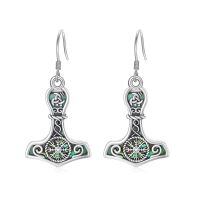 wholesale 925 Sterling Silver Labradorite Tree of Life Mjolnir Thors Hammer Compass Dangle Drop Earrings Gift for Her-Viking Compass